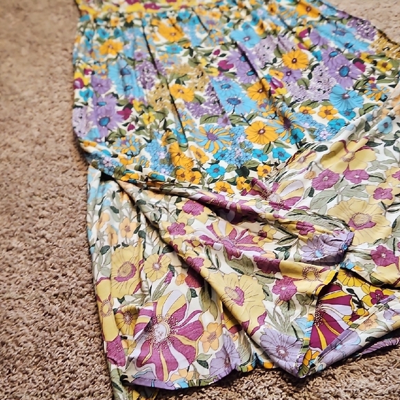 Natural Life Patti Side Slit Maxi Dress In Ivory Blue Floral - Picture 8 of 14